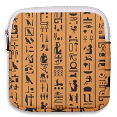 Egyptian Hieroglyphs Ancient Egypt Letters Papyrus Background Vector Old Egyptian Hieroglyph Writing Mini Square Pouch by Hannah976