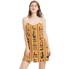 Egyptian Hieroglyphs Ancient Egypt Letters Papyrus Background Vector Old Egyptian Hieroglyph Writing Summer Frill Dress by Hannah976