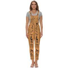 Egyptian Hieroglyphs Ancient Egypt Letters Papyrus Background Vector Old Egyptian Hieroglyph Writing Women s Pinafore Overalls Jumpsuit by Hannah976