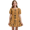 Egyptian Hieroglyphs Ancient Egypt Letters Papyrus Background Vector Old Egyptian Hieroglyph Writing Kids  Short Sleeve Dolly Dress View1