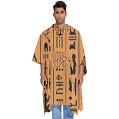 Egyptian Hieroglyphs Ancient Egypt Letters Papyrus Background Vector Old Egyptian Hieroglyph Writing Men s Hooded Rain Ponchos by Hannah976