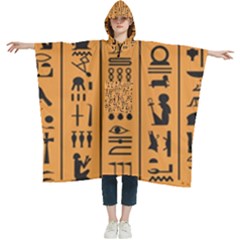 Egyptian Hieroglyphs Ancient Egypt Letters Papyrus Background Vector Old Egyptian Hieroglyph Writing Women s Hooded Rain Ponchos by Hannah976