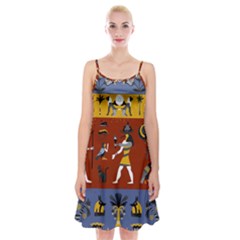 Ancient Egyptian Religion Seamless Pattern Spaghetti Strap Velvet Dress by Hannah976