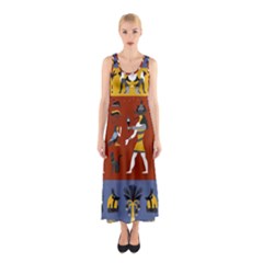 Ancient Egyptian Religion Seamless Pattern Sleeveless Maxi Dress