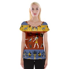 Ancient Egyptian Religion Seamless Pattern Cap Sleeve Top