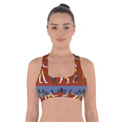 Ancient Egyptian Religion Seamless Pattern Cross Back Sports Bra by Hannah976