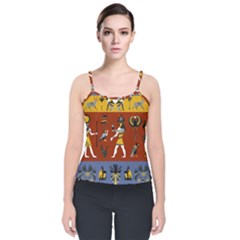 Ancient Egyptian Religion Seamless Pattern Velvet Spaghetti Strap Top by Hannah976