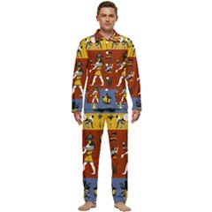 Ancient Egyptian Religion Seamless Pattern Men s Long Sleeve Velvet Pocket Pajamas Set by Hannah976