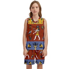 Ancient Egyptian Religion Seamless Pattern Kids  Basketball Mesh Set by Hannah976