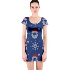 Santa Clauses Wallpaper Short Sleeve Bodycon Dress by artworkshop