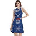 Santa Clauses Wallpaper Cocktail Party Halter Sleeveless Dress With Pockets View1