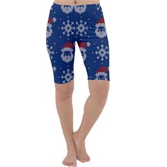 Santa Clauses Wallpaper Cropped Leggings  by artworkshop