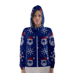 Santa Clauses Wallpaper Women s Hooded Windbreaker