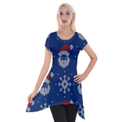 Santa Clauses Wallpaper Short Sleeve Side Drop Tunic by artworkshop