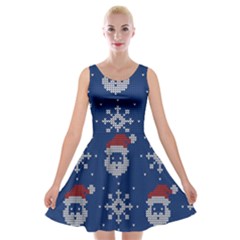 Santa Clauses Wallpaper Velvet Skater Dress by artworkshop