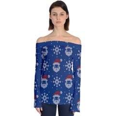 Santa Clauses Wallpaper Off Shoulder Long Sleeve Top by artworkshop