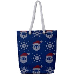 Santa Clauses Wallpaper Full Print Rope Handle Tote (small) by artworkshop