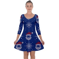 Santa Clauses Wallpaper Quarter Sleeve Skater Dress by artworkshop