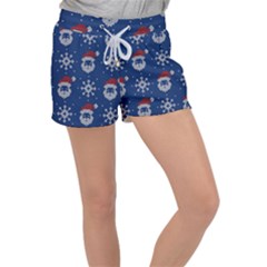 Santa Clauses Wallpaper Women s Velour Lounge Shorts by artworkshop