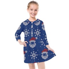 Santa Clauses Wallpaper Kids  Quarter Sleeve Shirt Dress by artworkshop