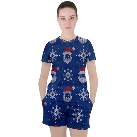 Santa Clauses Wallpaper Women s T-shirt And Shorts Set by artworkshop