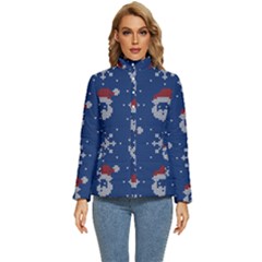 Santa Clauses Wallpaper Women s Puffer Bubble Jacket Coat by artworkshop