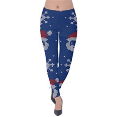 Santa Clauses Wallpaper Velvet Leggings by artworkshop