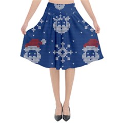 Santa Clauses Wallpaper Flared Midi Skirt by artworkshop