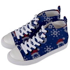 Santa Clauses Wallpaper Women s Mid-top Canvas Sneakers by artworkshop