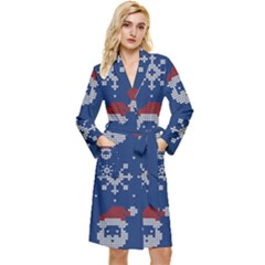 Santa Clauses Wallpaper Long Sleeve Velvet Robe by artworkshop