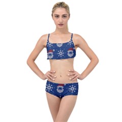 Santa Clauses Wallpaper Layered Top Bikini Set by artworkshop