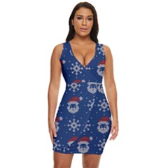 Santa Clauses Wallpaper Draped Bodycon Dress by artworkshop