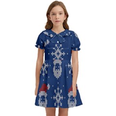 Santa Clauses Wallpaper Kids  Bow Tie Puff Sleeve Dress by artworkshop