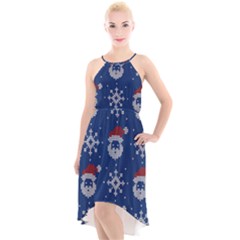 Santa Clauses Wallpaper High-low Halter Chiffon Dress  by artworkshop