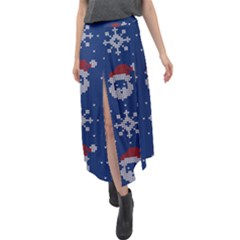 Santa Clauses Wallpaper Velour Split Maxi Skirt by artworkshop