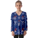 Santa Clauses Wallpaper Kids  V Neck Casual Top View1