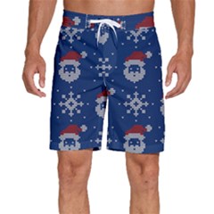 Santa Clauses Wallpaper Men s Beach Shorts by artworkshop