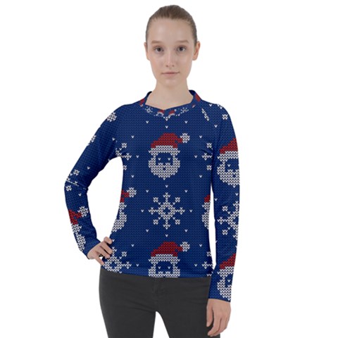 Santa Clauses Wallpaper Women s Pique Long Sleeve T-shirt by artworkshop