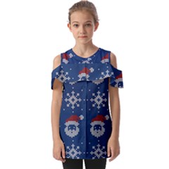 Santa Clauses Wallpaper Fold Over Open Sleeve Top by artworkshop