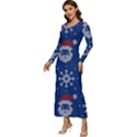 Santa Clauses Wallpaper Long Sleeve Longline Maxi Dress View2