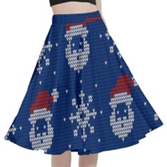 Santa Clauses Wallpaper A-line Full Circle Midi Skirt With Pocket by artworkshop