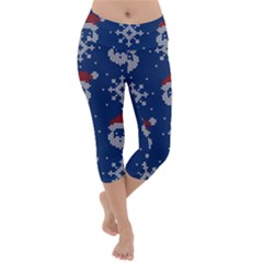 Santa Clauses Wallpaper Lightweight Velour Capri Yoga Leggings by artworkshop