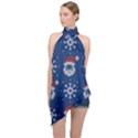 Santa Clauses Wallpaper Halter Asymmetric Satin Top View1