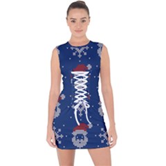 Santa Clauses Wallpaper Lace Up Front Bodycon Dress by artworkshop