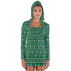 Wallpaper Ugly Sweater Backgrounds Christmas Long Sleeve Hooded T-shirt by artworkshop