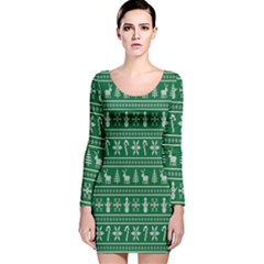 Wallpaper Ugly Sweater Backgrounds Christmas Long Sleeve Velvet Bodycon Dress by artworkshop