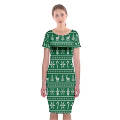 Wallpaper Ugly Sweater Backgrounds Christmas Classic Short Sleeve Midi Dress