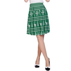 Wallpaper Ugly Sweater Backgrounds Christmas A-line Skirt by artworkshop