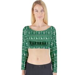 Wallpaper Ugly Sweater Backgrounds Christmas Long Sleeve Crop Top by artworkshop