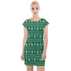 Wallpaper Ugly Sweater Backgrounds Christmas Cap Sleeve Bodycon Dress by artworkshop